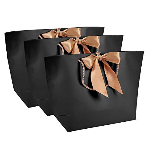 10 Stück Geschenk Premium Geschenk Papiertüte, Schleife Band Papier Einkaufstasche, Hochzeit, Geburtstag, Party jeden Anlass Boutique Verpackung Geschenk(37x11x25cm)