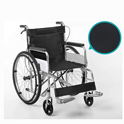 AOLI Verdickte Stahl Folding Rollstuhl, bewegliches leichtes Rollstuhl, Aluminiumlegierung Elderly Rollstuhl, mit Eigenantrieb Rollstuhl, faltbaren Rollstuhl, Schwarz,Schwarz