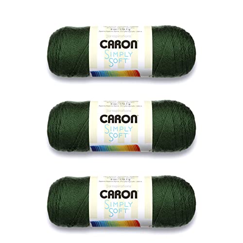 Caron Simply Soft Dark Sage Garn – 3 Packungen mit 170 g – Acryl – 4 Medium (Kamm) – 315 Meter – Stricken/Häkeln