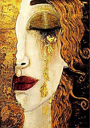 CloudShang Gustav Klimt Bild Goldene Tränen Poster Vintage Klassische Gold Gemäldewerk Ausstellung Poster Leinwanddruck Abstrakte Wand Bilder Bild Wohnzimmer Wanddekor G12112