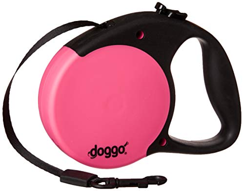 Doggo Everyday Retractable Dog Leash, 13' Long Belt, Small for Dogs Up to 45 lbs, Pink with Black Soft Grip Handle