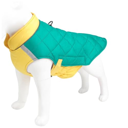 OUSHOP Warmer Hundemantel Hunde-Winterjacke mit Reflektierendem Streifen und Doppeltem D-Ring für Kleine Mittelgroße Große Hunde,Grün,M