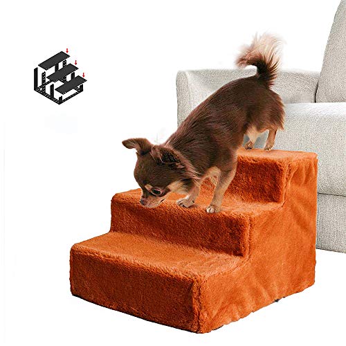 AZXAZ 3-Step Haustiertreppe für kleine Hunde Katzen Soft Climb Stairs Abnehmbare rutschfeste Rampenleiter Waschbar für kleine Haustiere
