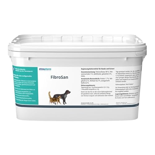 almapharm FibroSan | 1 kg | Ergänzungsfuttermittel für Hunde und Katzen | Leichtverdauliche Ballaststoffergänzung mit Cellulose | Zur Gewichtsreduktion ohne Hungergefühl
