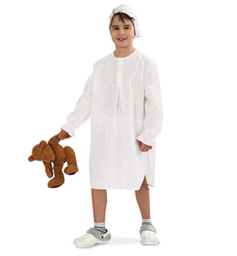 KarnevalsTeufel Kinder-Kostüm Nachthemd, langes Schlafhemd weiß mit passender Mütze (104/116)