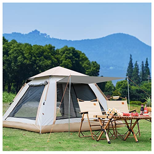 Pop-Up-Zelte Camping 4 Mann wasserdicht, Doppeltüren und Vier Fenster, Standzelte für Erwachsene, hochwertige, robuste große Zelte für Camping, Wandern, Bergsteigen