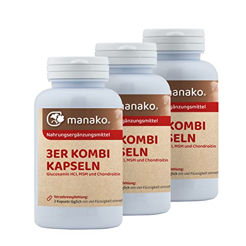 manako 3er KOMBI Kapseln Glucosamin MSM Chondroitin, 3 x 120 Stück, Dose a 84 g (3 x 120 Kapseln)