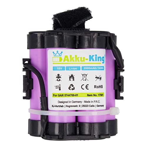 Akku-King Akku kompatibel mit Gardena 574 47 68-01, 574 47 68-03, 586 57 62-01 - Li-Ion 2000mAh - für Mähroboter R38Li, R40Li, R45Li, R50Li, R70Li, R75Li