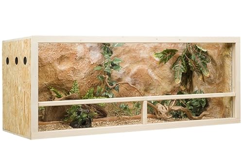 GECKOX OSB Terrarium, Holzterrarium 150x60x60 cm mit Seitenbelüftung, Zierleistenset:mit Zierleistenset, Sicherheitspaket:ohne Sicherheitspaket
