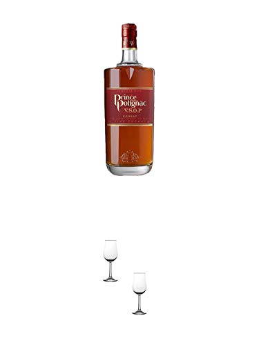 Polignac Cognac VS0P Frankreich 0,7 Liter + Nosing Gläser Kelchglas Bugatti mit Eichstrich 2cl und 4cl - 2 Stück