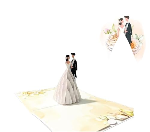 ETA 3D-Pop-Up-Hochzeitskarte, 3D-Karte für Braut und Bräutigam, Just Married Pop-Up-Karte, 3D-Popup-Karten für Valentinstag, Hochzeit, Jahrestag, Liebe, Romantik, W12