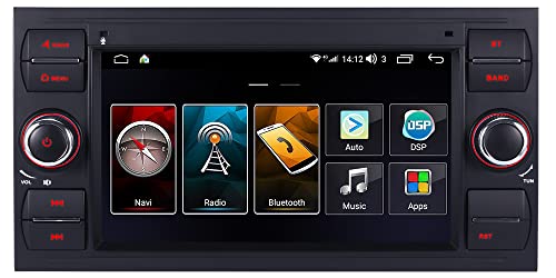 Double Din Auto Stereo Android 11 Headunit DAB Radio GPS Sat NAV WiFi Bluetooth BT Stereo for Ford Fiesta 2005 Kuga 2008-2011 S-Max 2007-2009 AM FM Radio Auto GPS 7 Zoll (Schwarz)
