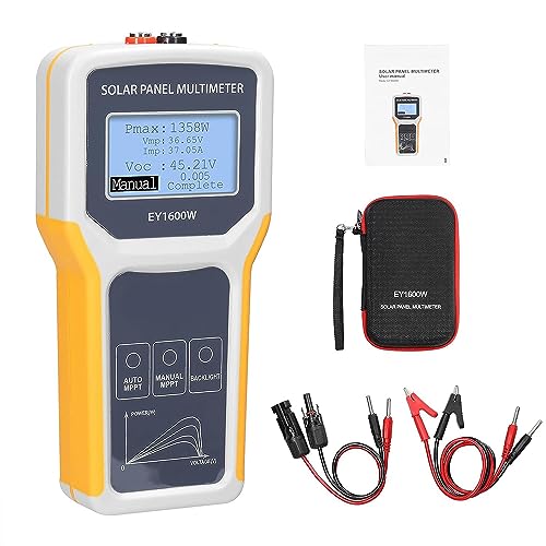 KKnoon 1600W Photovoltaik Panel Multimeter Solarpanel MPPT Tester Leerlaufspannung Testgerät Maximum Power Point Voltage Current Power Test Meter LCD Display mit Hintergrundbeleuchtung