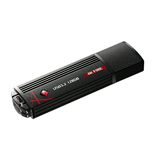 TCELL 4K Fire USB 3.2 Flash-Laufwerk, Lese- und Schreibgeschwindigkeit, 400 MB/s, verziert mit Swarovski-Kristallen, unterstützt UASP, Smart Power Management, 1000 Bilder in 18 Sekunden (128 GB)