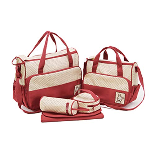 Wasserdichte Baby Wickeltasche Handtasche Multifunktionale Mit Wasserdichter Wickelauflage und Isoliertasche Rot Eine Größe