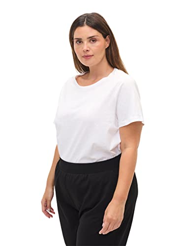 Zizzi Damen Große Größen T-Shirt 2er-Pack Baumwolle Basic Gr. 42-44 Black/B White