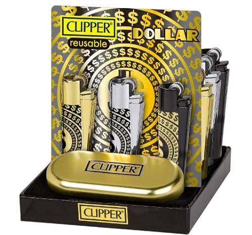 Weedness 1 x Clipper Feuerzeug Spezial Edition Dollar - Limited Clipper Gas Feuerzeug Bong Feuerzeug Pfeifen Feuerzeug Einweg Pfeife