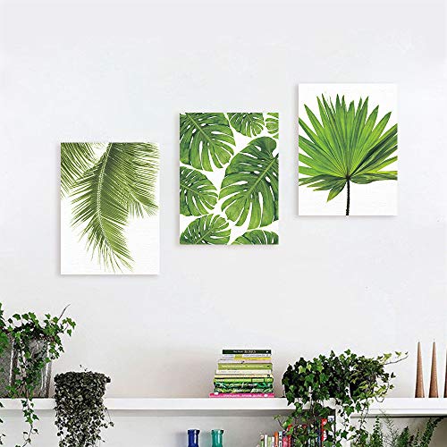 Nicole Knupfer 3-teiliges Poster-Set, Grüne Blätter Bilder Kunstdruck Wandbilder Dekoration für Wohnzimmer Schlafzimmer Modern Fine Art (ohne Rahmen) (F,40x50cm)