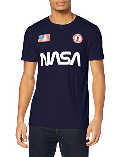 Nasa Herren Badge T-Shirt, Marineblau, XXL