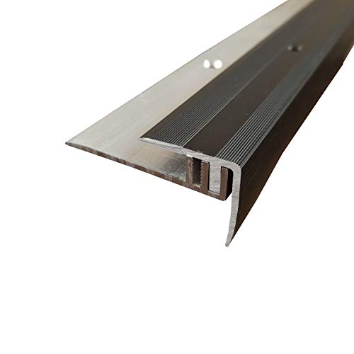 ufitec Profilsystem für Parkett- und Laminatböden - für Belagshöhen von 7-15 mm - viele Farben lieferbar (Treppenkantenprofil 100 cm lang, Bronze Dunkel)