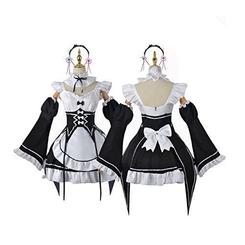 THEGIS Anime Rem Ram Cosplay Kostüm Maid Dress Halloween Outfit Full Set,Set-L