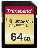 Transcend 64GB SDXC/SDHC 500S Speicherkarte TS64GSDC500S (umweltfreundliche Verpackung) / bis zu 95 MBs lesen und 65 MBs schreiben