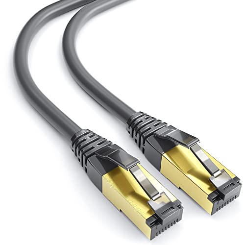 mumbi LAN Kabel 10m CAT 8 Netzwerkkabel geschirmtes F/FTP CAT8 Ethernet Kabel Patchkabel RJ45 10Meter, schwarz
