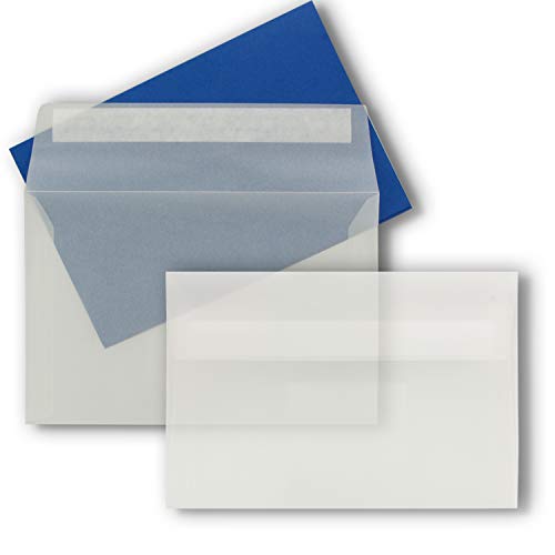 150x Briefumschläge B6-17,5 x 12,5 cm - Transparent - Haftklebung mit Abziehstreifen - 92 g/m² - Für Hochzeit, Gruß-Karten, Einladungen