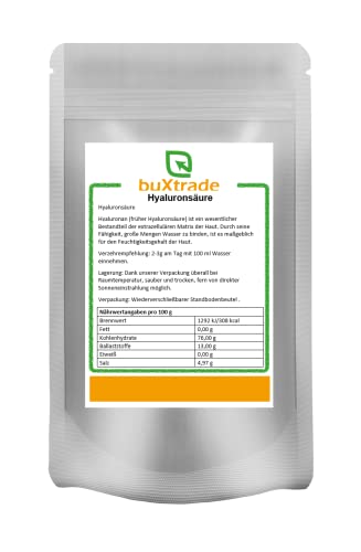 Hyaluronsäure | Pulver | Hyaluron | Hyaluronan | Anti Falten | Lebensmittelqualität | Buxtrade versch. Mengen (50 g)