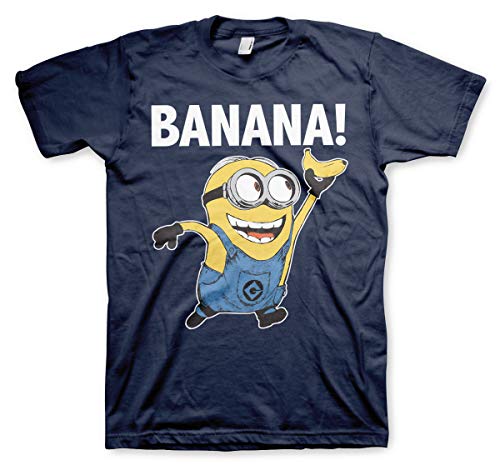 MINIONS Offizielles Lizenzprodukt Banana! Herren T-Shirt (Marineblau), XL