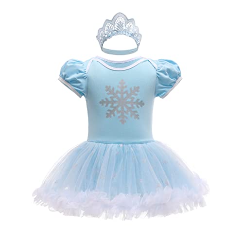 Lito Angels Baby Prinzessin Elsa Body Strampler mit Haarband Säugling Halloween Kostüm Verkleidung Geburtstag Party Outfits Alter 9-12 Monate Blau 296