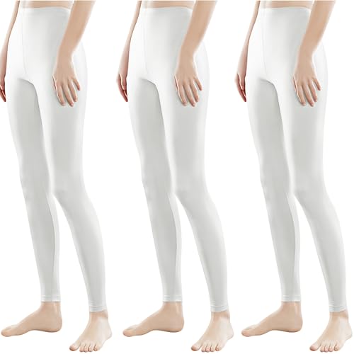 Libella 3er Pack Damen Lange Leggings bunt mit Hohe Taille Slim Fit Fitnesshose Sport aus Baumwolle 4108 Weiß XL