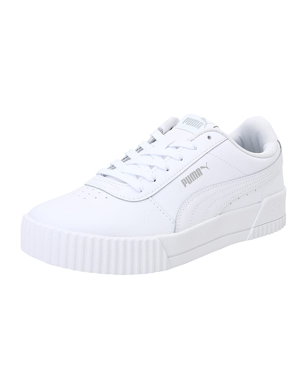 PUMA Damen Carina L Turnschuhe, Puma White Puma White Puma Silver, 38.5 EU