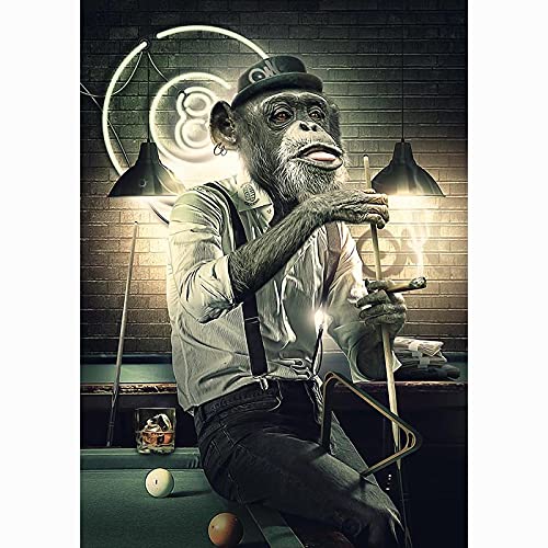 Graffiti Art Smoking Monkey Spielkarten Billardraum Bar Leinwand Gemälde Abstraktes Tier Wandkunst Poster Parlor Decor 70x100cm Rahmenlos