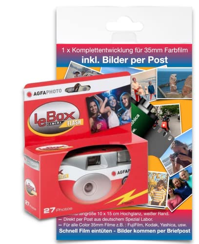 AgfaPhoto LeBox 400 27 Blitz/Flash Einwegkamera mit Komplettentwicklung für bis zu 27 Color Bilder per Briefpost, FPP36SUC