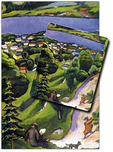 1art1 August Macke, Landschaft Am Tegernsee Mit Lesendem Mann Und Hund, Detail, 1910 1 Kunstdruck Bild (120x80 cm) + 1 Mauspad (23x19 cm) Geschenkset