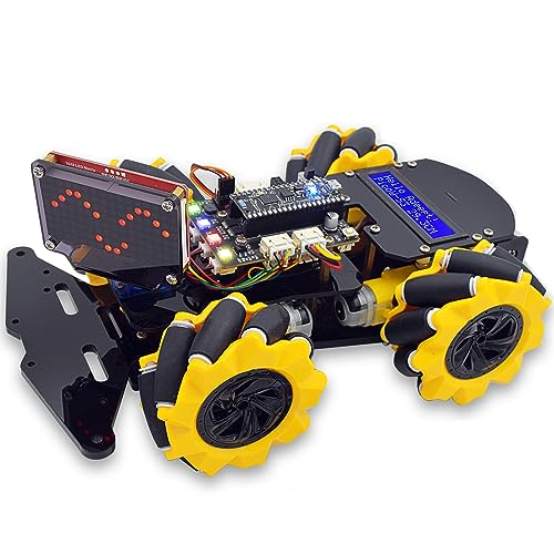 Adeept Robot Toys Building Kit 4WD Omni-Directional Mecanum Wheels Car for ESP32-S3 Banana Pi PicoW-S3 STEM Remote & APP Controlled Set Robotic with Python Code PDF Robots for Kids Boys Girls Gifts