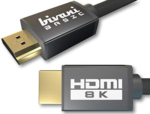 bivani 8K HDMI 2.1 Kabel - 3 Meter 48 Gbps HDMI Kabel - bis 10K, 8K@60HZ, 4K@120HZ - HDR10+, eARC, VRR, HDCP, CEC, Highspeed Ethernet - PS5 & Xbox Series X Ready - Nylon-Mantel - Basic-Series - 3M
