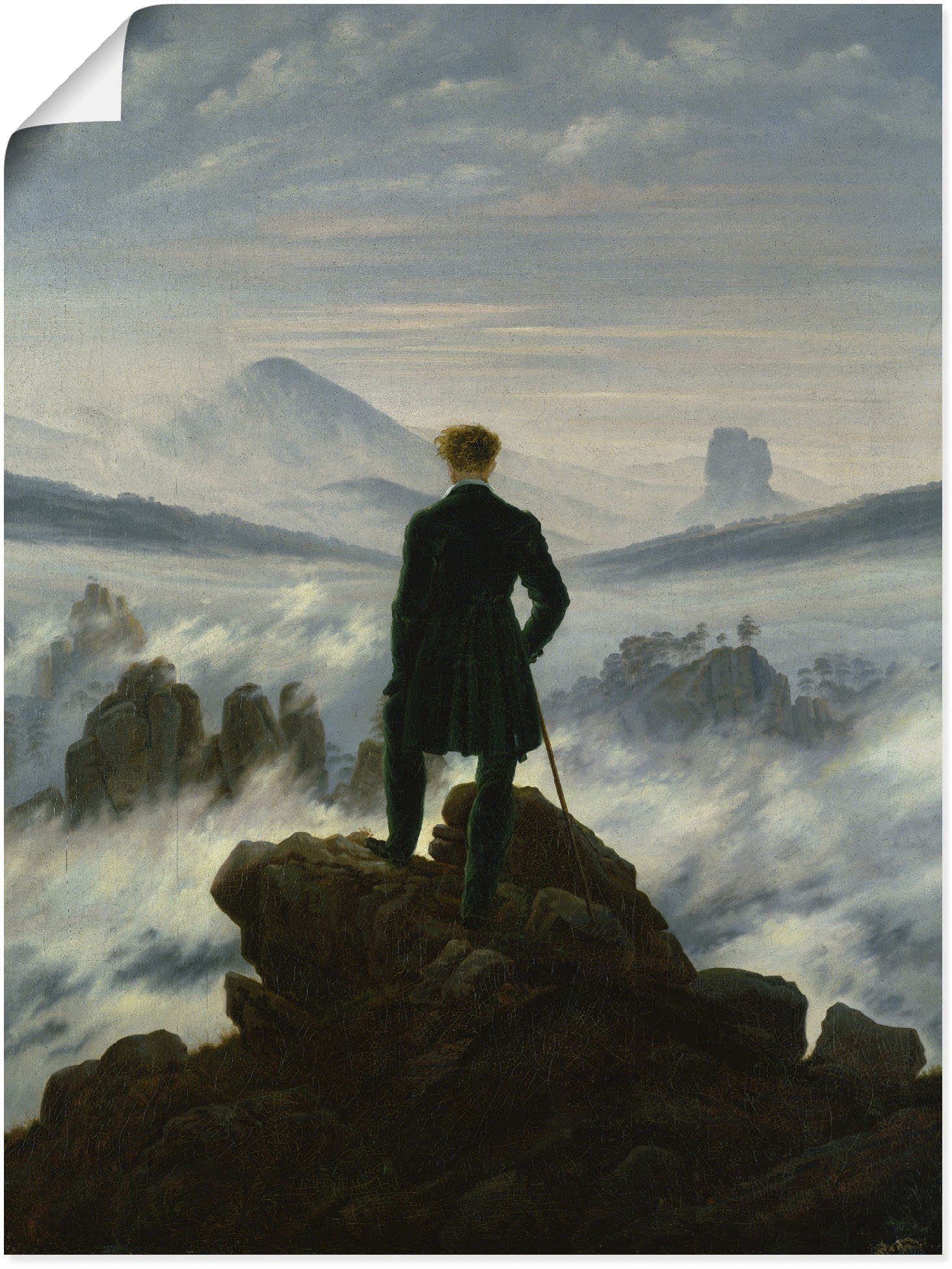 Artland Wandbild "Der Wanderer über dem Nebelmeer. Um 1818", Mann, (1 St.), als Leinwandbild, Poster in verschied. Größen