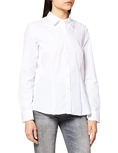 Seidensticker Damen Regular Fit Bluse Hemdbluse Langarm Regular Fit Uni Bügelfrei, Weiß (1), 48 (Herstellergröße: 48)