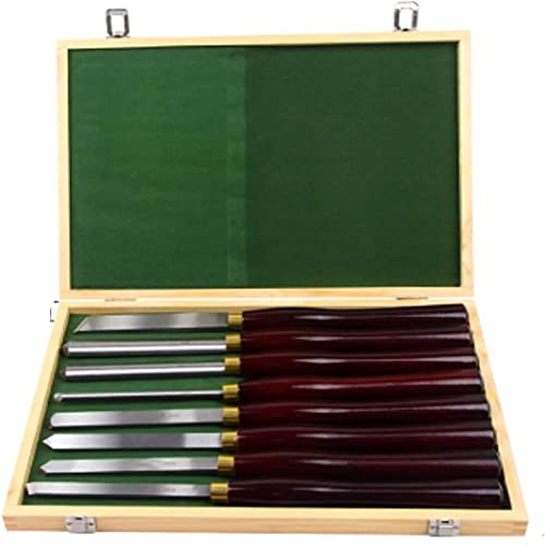 8-teiliges -Holzdrehmeißel-Set mit rotem Holzgriff, langlebigen Messingzwingen und Holzkoffer für alle Drehwerkzeuge