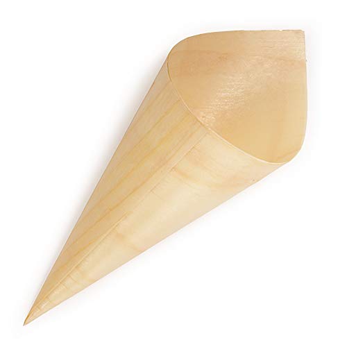 BambooMN Brand - 7.1 Tall x 2.75 Dia Disposable Wood Cones - 100 Pieces by BambooMN