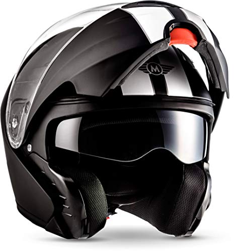 Moto Helmets® F19 "Racing Black" · Motorrad-Helm · Klapp-Helm Modular-Helm Flip-up Integral-Helm Motorrad-Helm Roller-Helm Full-Face Cruiser · ECE Sonnenvisier Schnellverschluss Tasche XS (53-54cm)