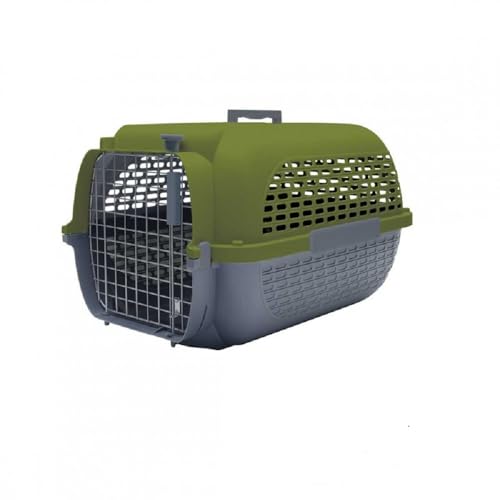 dogit Catit Transportbox für Haustiere, Größe L, 61 x 41 x 37 cm, Grau/Khaki