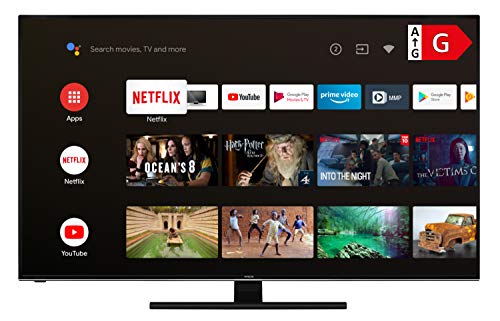 Hitachi U65KA6150 165 cm / 65 Zoll Fernseher (Android 9.0 Smart TV inkl. Prime Video/Netflix/YouTube, 4K UHD + HDR 10, Bluetooth, PVR-Ready, Triple-Tuner) [Modelljahr 2020]