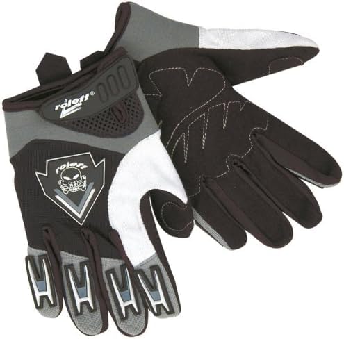 Roleff Racewear Motocross Handschuhe für Kinder, Schwarz/Silber, XS