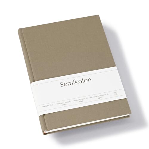 Semikolon 370042 - Notizbuch Classic A5 liniert - 176 Seiten, cremeweißes Papier – Lesezeichen – fango beige