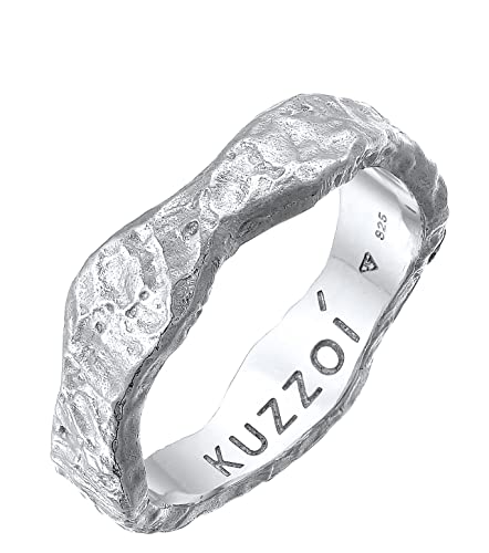 KUZZOI, Ring Herren Bandring Organic Struktur 925 Silber in silber, Schmuck für Herren