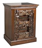 SIT-Möbel Almirah 5111-30 kolonialer Nachttisch, eine Tür, recyceltes Holz, Metallapplikationen, 55x45x70 cm