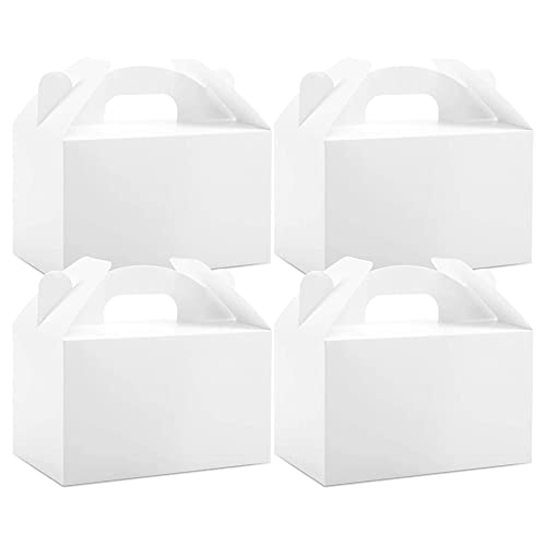 Doengdfo 48 Stück weiße Leckerli-Giebel-Party-Geschenkboxen-Set für Geburtstagsparty, Dusche, 15,2 x 8,9 x 8,9 cm, Weiß